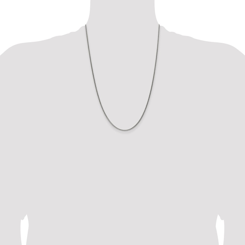 24 Inch Sterling Silver Antiqued 1.6mm Solid Square Spiga Chain Necklace