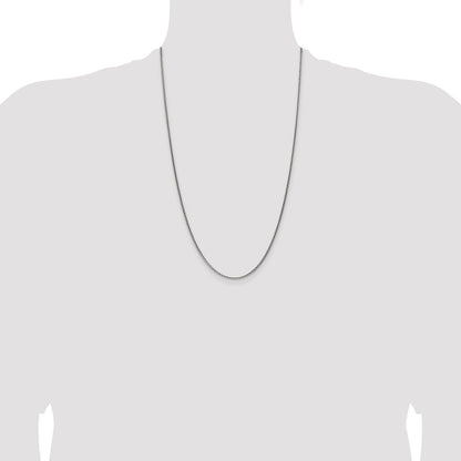 26 Inch Sterling Silver Antiqued 1.6mm Solid Square Spiga Chain Necklace