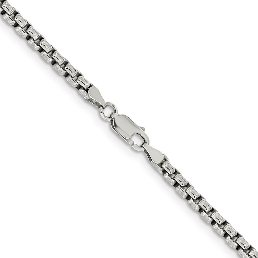 16 Inch Sterling Silver Antiqued 3.6mm Round Box Chain Necklace