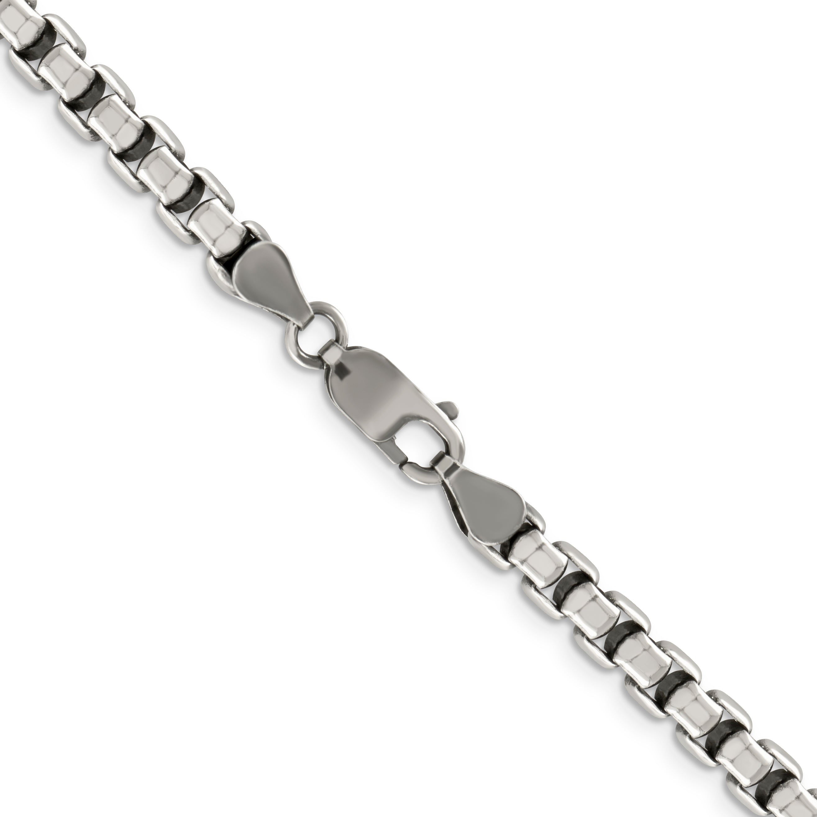 24 Inch Sterling Silver Antiqued 5.2mm Round Box Chain