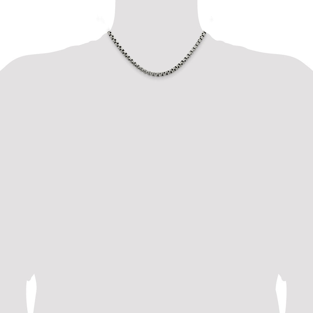16 Inch Sterling Silver Antiqued 5.2mm Round Box Chain Necklace