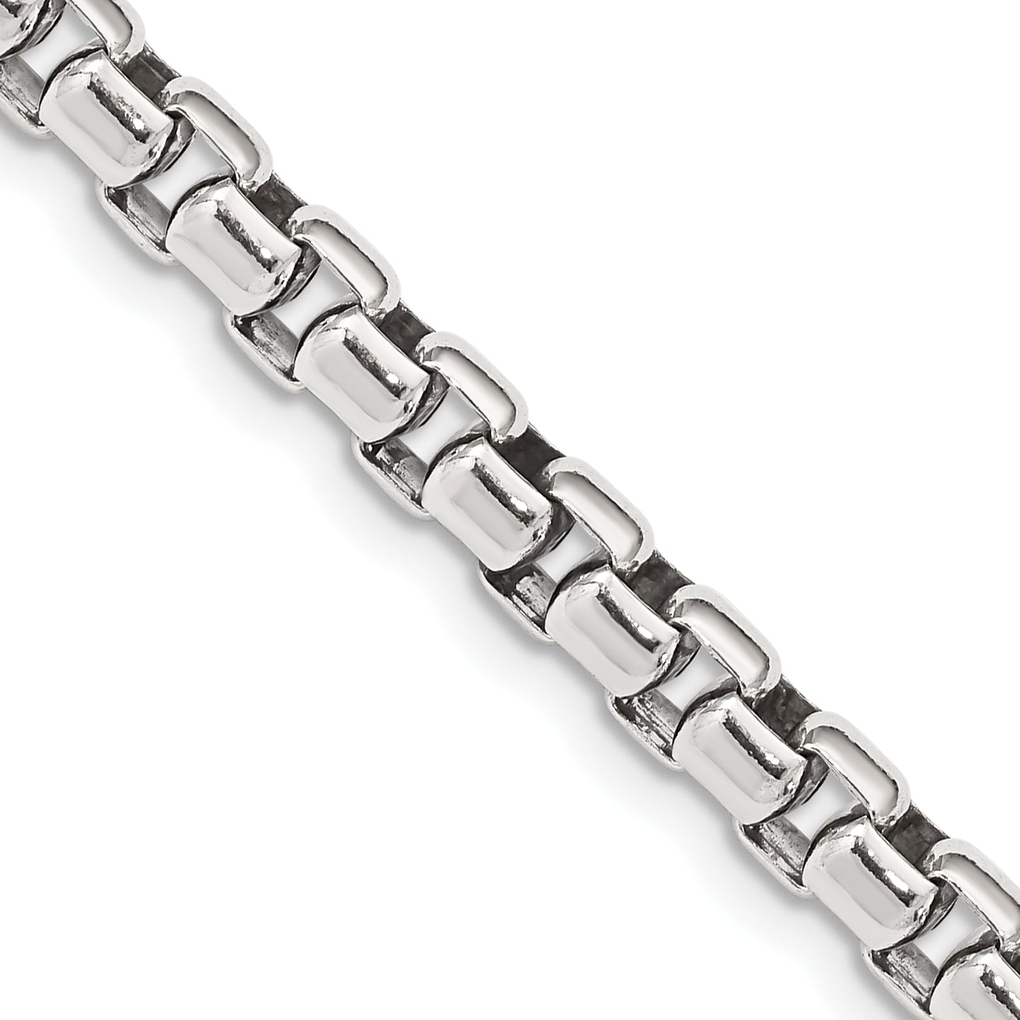 24 Inch Sterling Silver Antiqued 5.2mm Round Box Chain