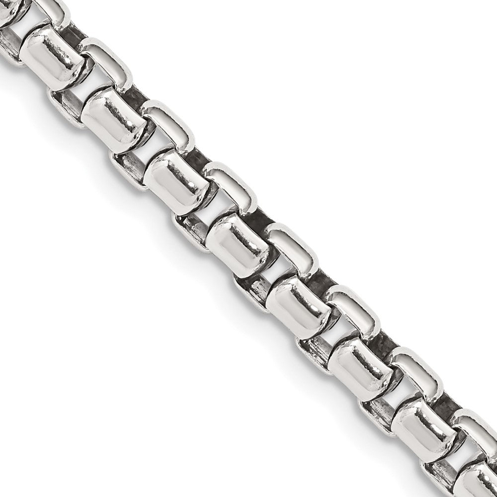 16 Inch Sterling Silver Antiqued 5.2mm Round Box Chain Necklace