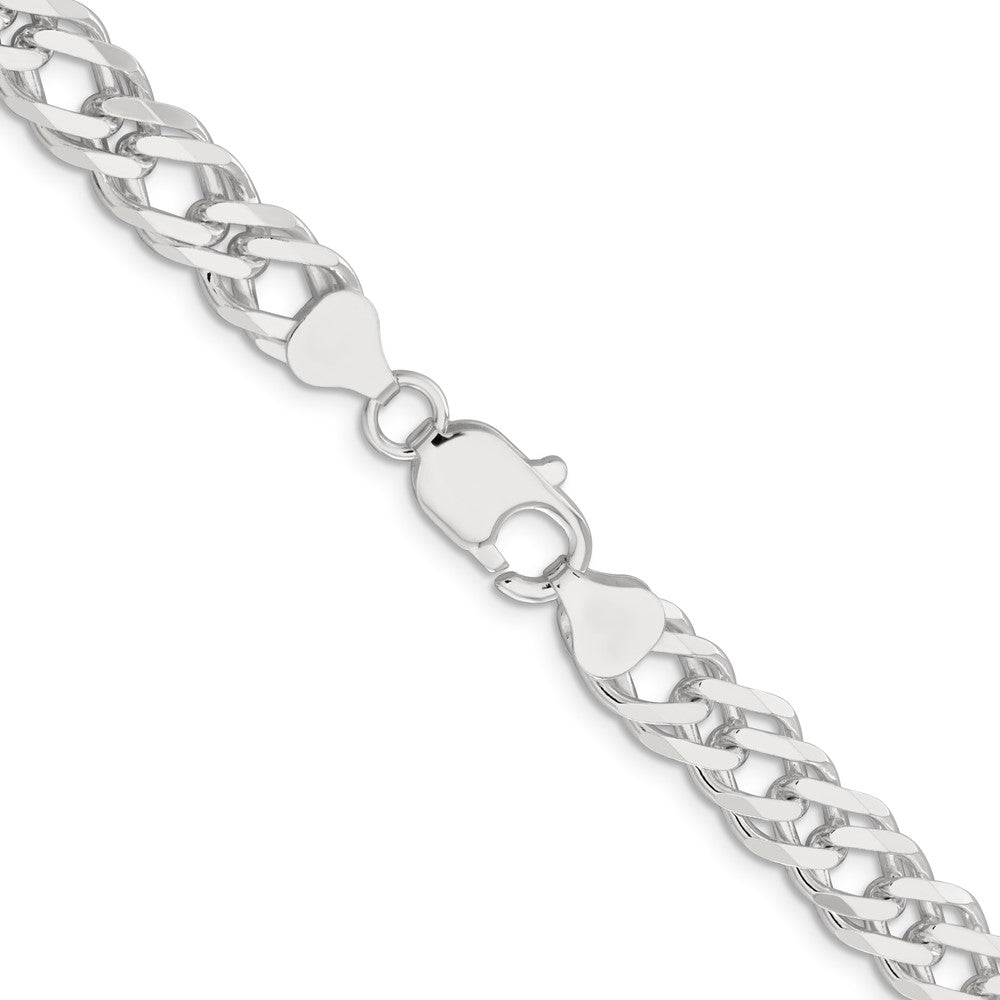 18 Inch Sterling Silver 7.75mm 6 Side D/C Flat Double Curb Chain Necklace