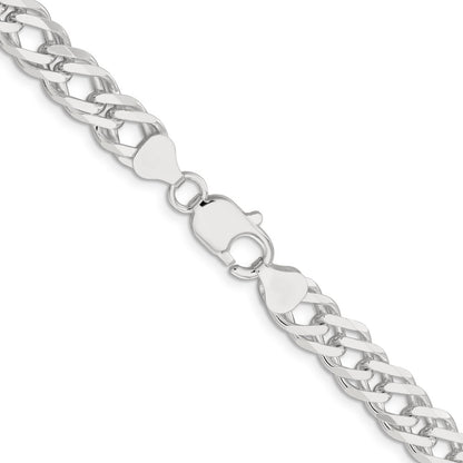 18 Inch Sterling Silver 7.75mm 6 Side D/C Flat Double Curb Chain Necklace