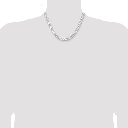 18 Inch Sterling Silver 7.75mm 6 Side D/C Flat Double Curb Chain Necklace