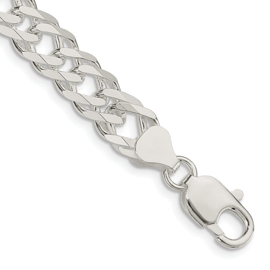 7 Inch Sterling Silver 7.75mm 6 Side D/C Flat Double Curb Chain