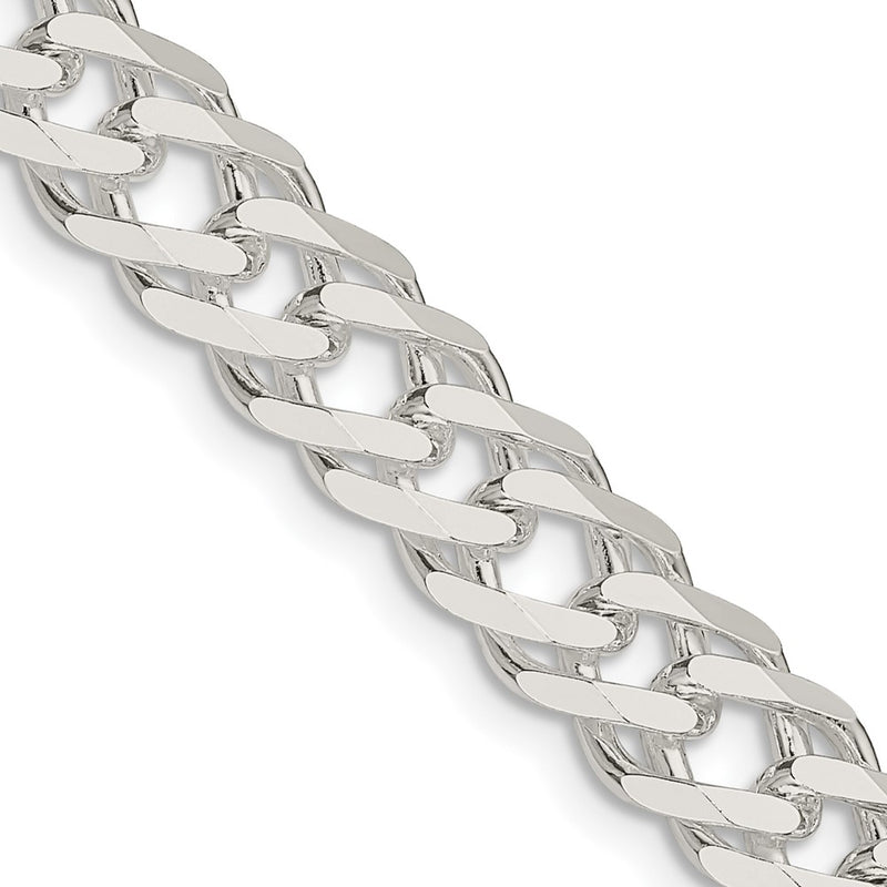 18 Inch Sterling Silver 7.75mm 6 Side D/C Flat Double Curb Chain Necklace