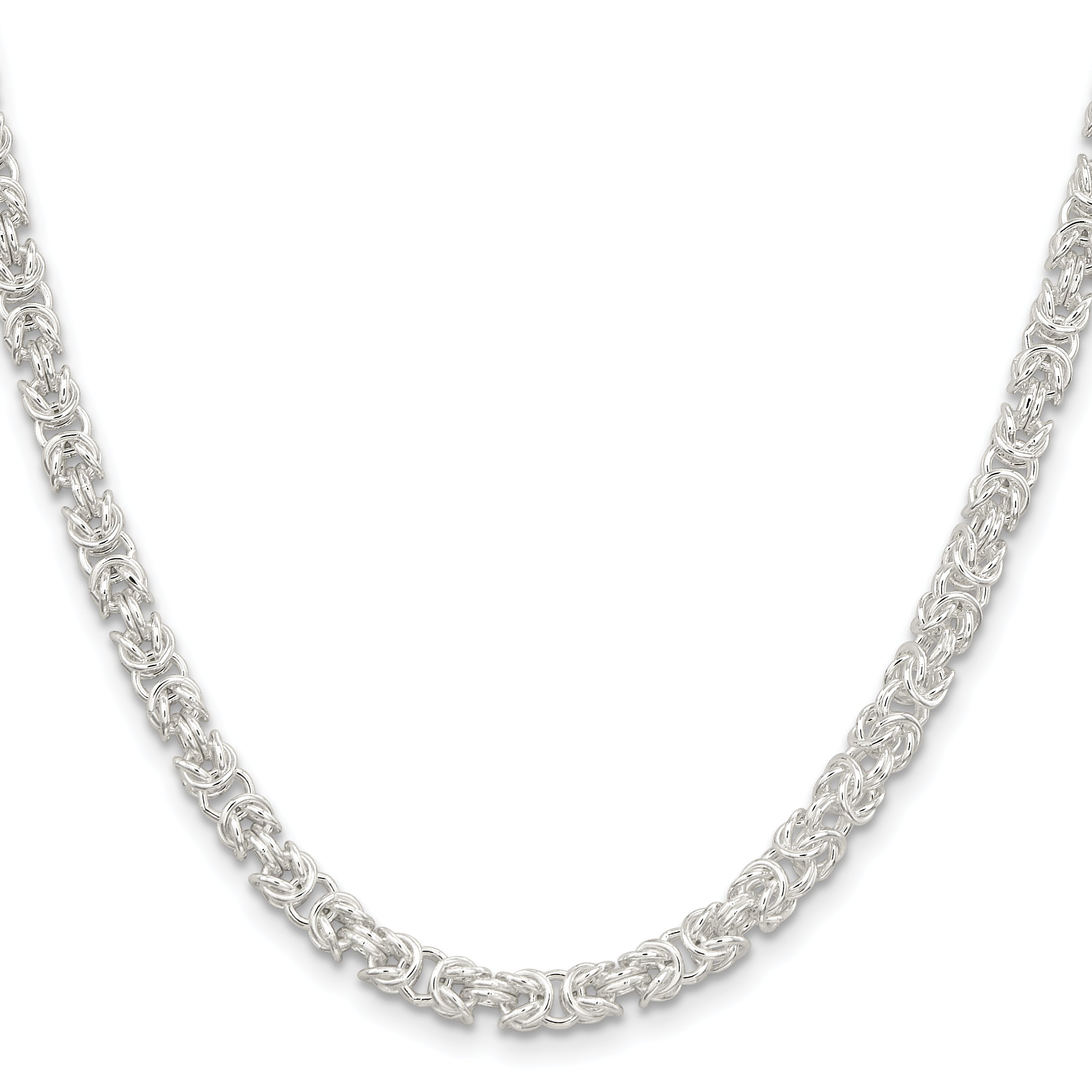 24 Inch Sterling Silver 4.75mm Rounded Byzantine Chain