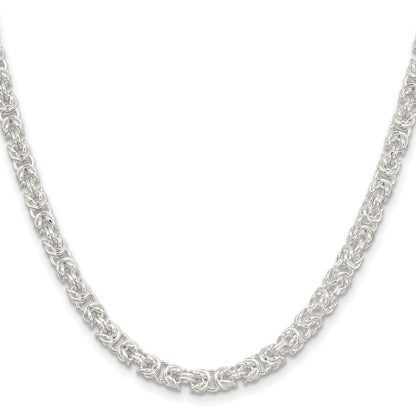 24 Inch Sterling Silver 4.75mm Rounded Byzantine Chain