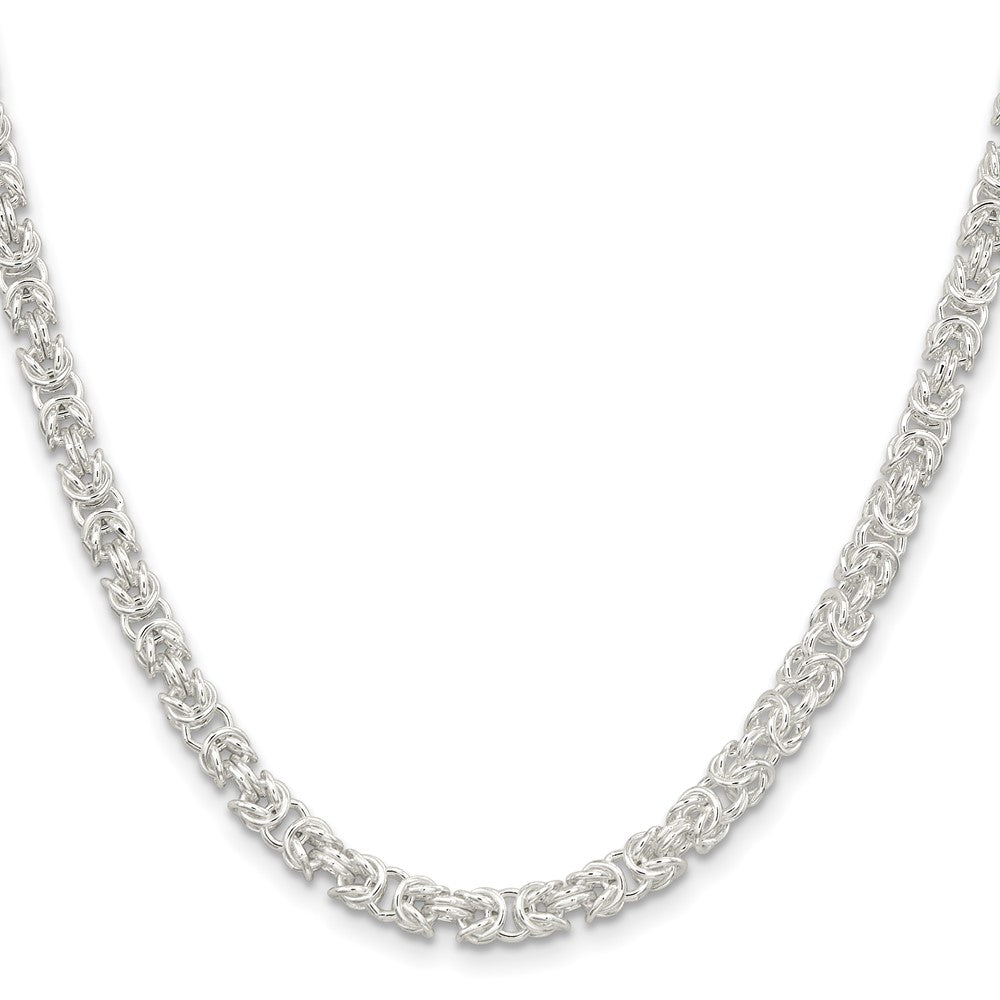20 Inch Sterling Silver 4.75mm Rounded Byzantine Chain Necklace