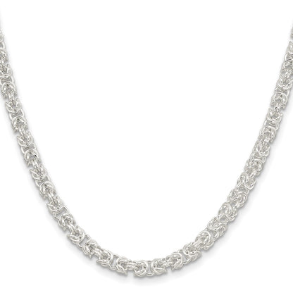 20 Inch Sterling Silver 4.75mm Rounded Byzantine Chain Necklace