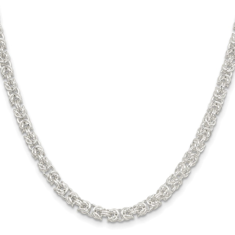 20 Inch Sterling Silver 4.75mm Rounded Byzantine Chain Necklace