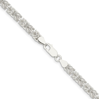 30 Inch Sterling Silver 4.75mm Rounded Byzantine Chain Necklace