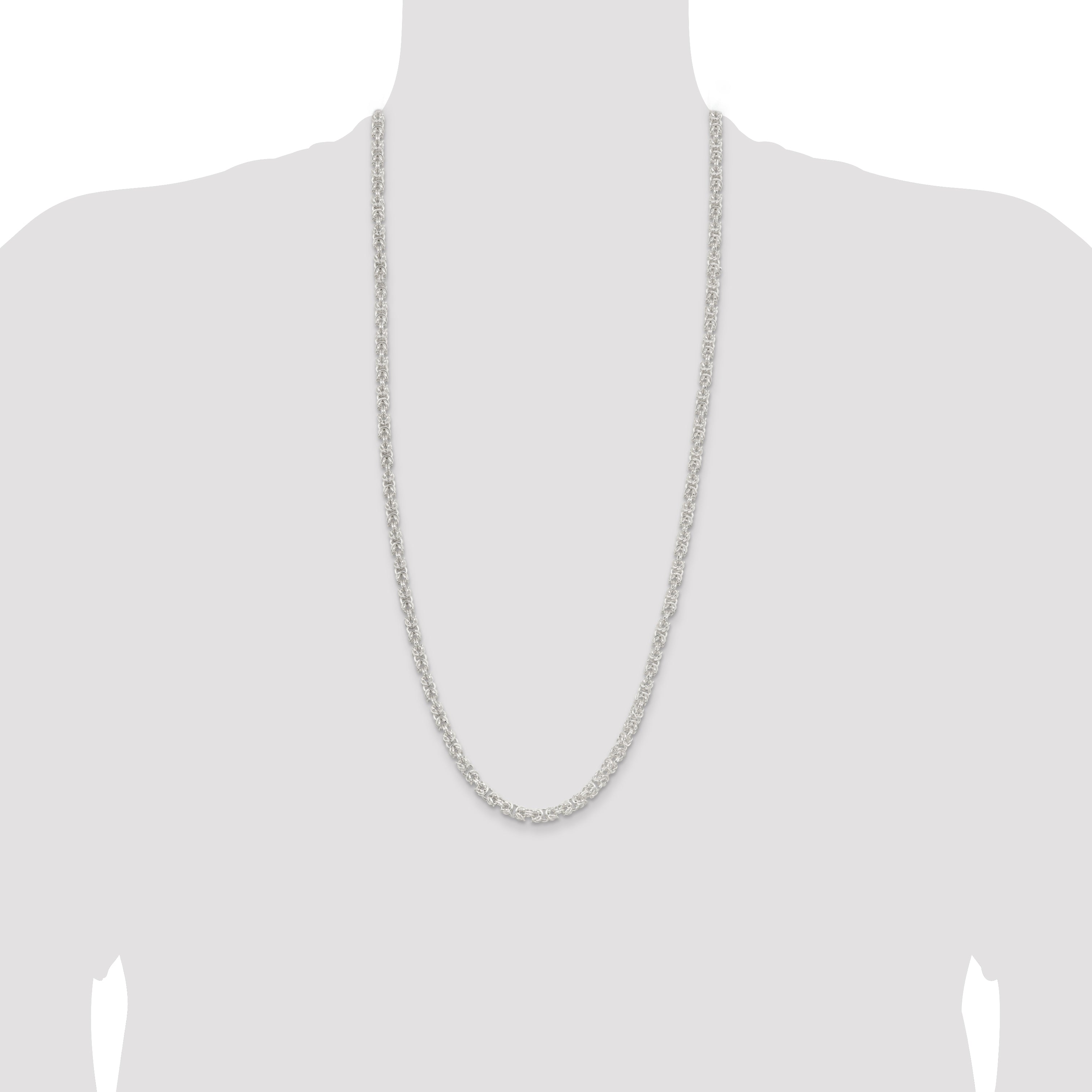 30 Inch Sterling Silver 4.75mm Rounded Byzantine Chain