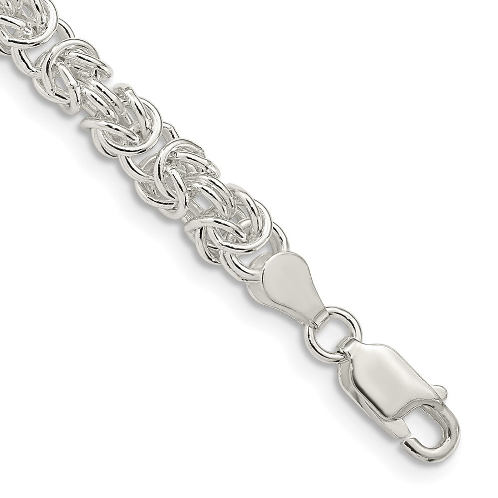 8 Inch Sterling Silver 4.75mm Rounded Byzantine Chain Bracelet