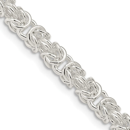24 Inch Sterling Silver 4.75mm Rounded Byzantine Chain Necklace