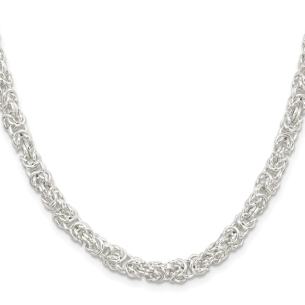 20 Inch Sterling Silver 5.5mm Rounded Byzantine Chain Necklace