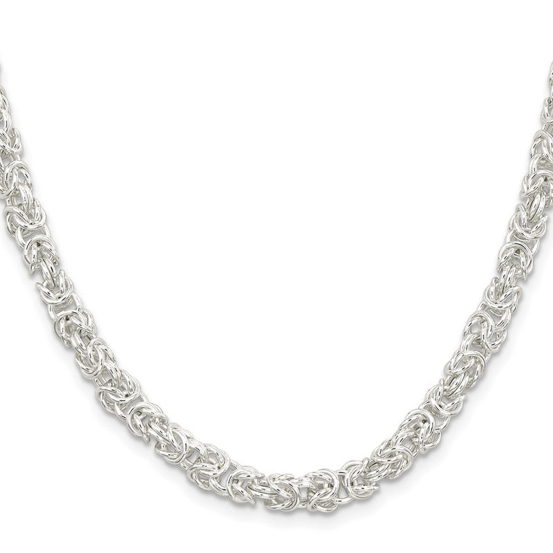 20 Inch Sterling Silver 5.5mm Rounded Byzantine Chain Necklace
