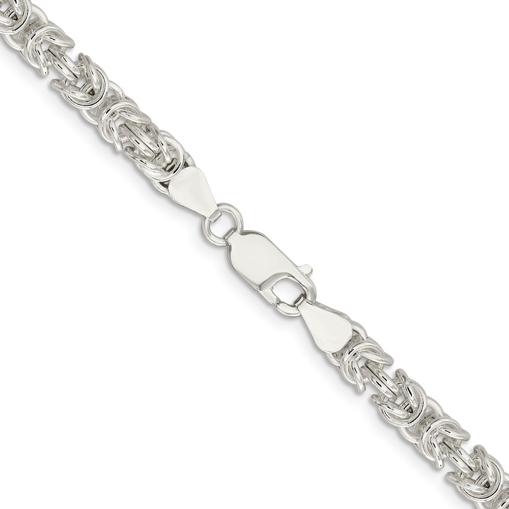 18 Inch Sterling Silver 5.5mm Rounded Byzantine Chain Necklace