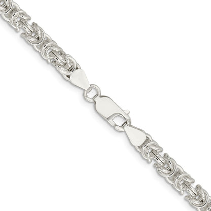 18 Inch Sterling Silver 5.5mm Rounded Byzantine Chain Necklace