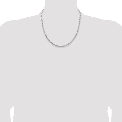20 Inch Sterling Silver 3.65mm Flat Rope Chain Necklace