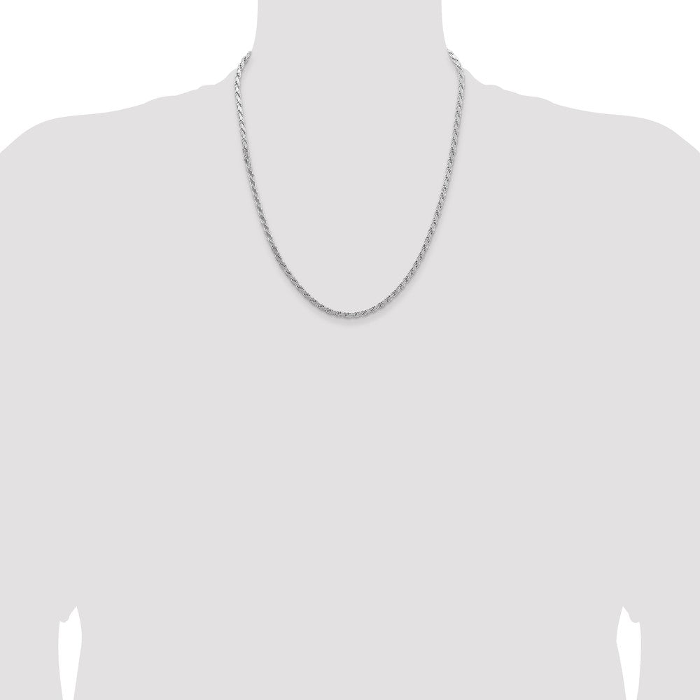 22 Inch Sterling Silver 3.65mm Flat Rope Chain Necklace
