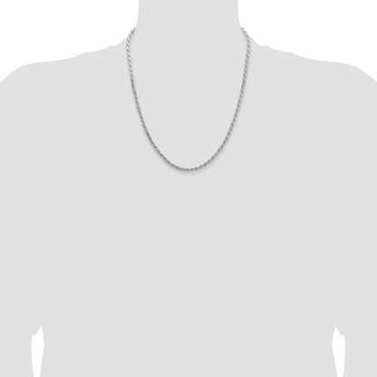 22 Inch Sterling Silver 3.65mm Flat Rope Chain Necklace