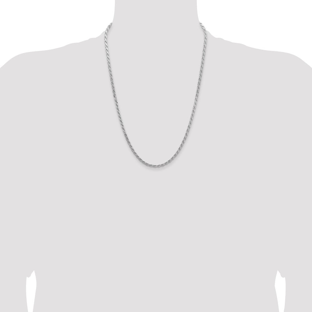 24 Inch Sterling Silver 3.65mm Flat Rope Chain Necklace