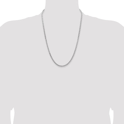 24 Inch Sterling Silver 3.65mm Flat Rope Chain Necklace