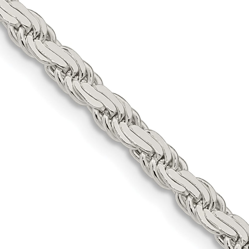 26 Inch Sterling Silver 3.65mm Flat Rope Chain Necklace