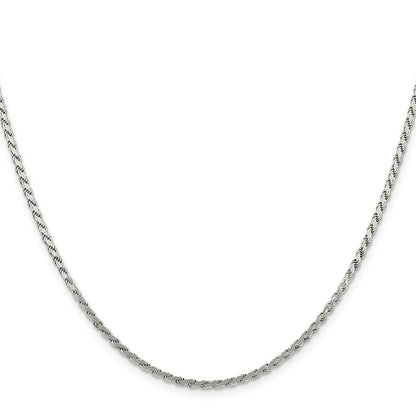 16 Inch Sterling Silver 2.25mm Flat Rope Chain Necklace