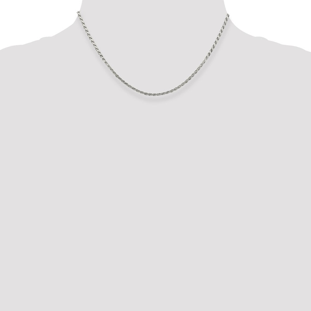 16 Inch Sterling Silver 2.25mm Flat Rope Chain Necklace