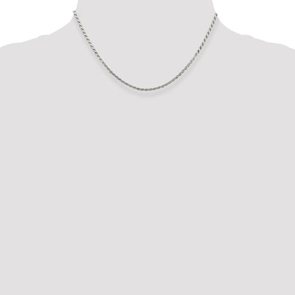 16 Inch Sterling Silver 2.25mm Flat Rope Chain Necklace