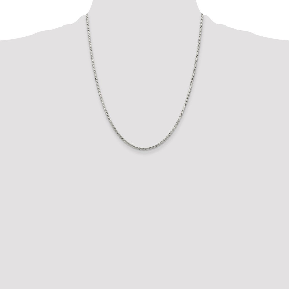 22 Inch Sterling Silver 2.25mm Flat Rope Chain Necklace