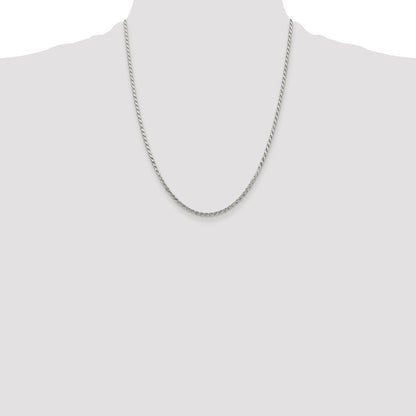 22 Inch Sterling Silver 2.25mm Flat Rope Chain Necklace