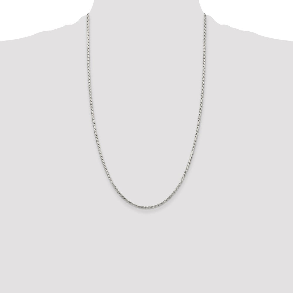26 Inch Sterling Silver 2.25mm Flat Rope Chain Necklace