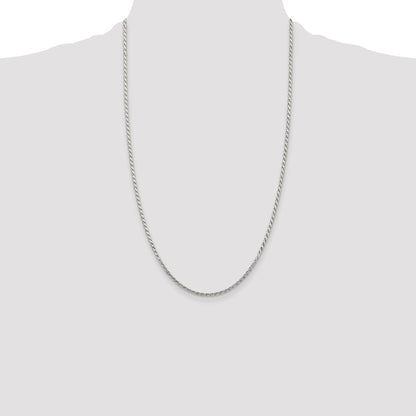 26 Inch Sterling Silver 2.25mm Flat Rope Chain Necklace