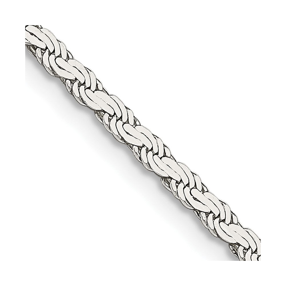 24 Inch Sterling Silver 2.25mm Flat Rope Chain Necklace