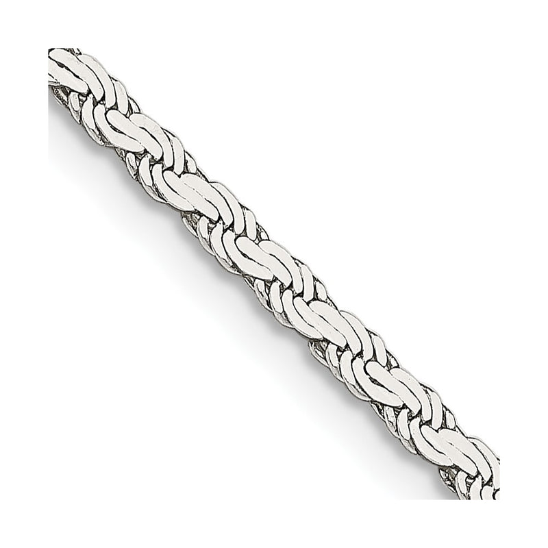 26 Inch Sterling Silver 2.25mm Flat Rope Chain Necklace