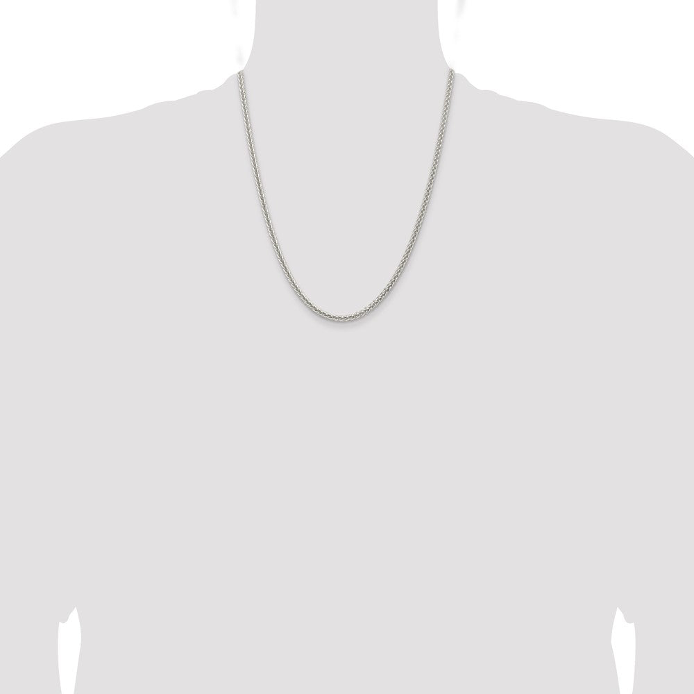 22 Inch Sterling Silver 3mm Square Spiga Chain Necklace