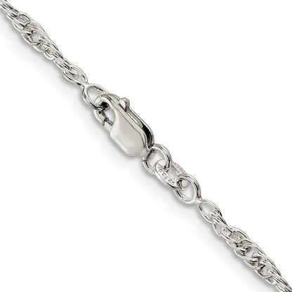 16 Inch Sterling Silver 2.5mm Loose Rope Chain Necklace