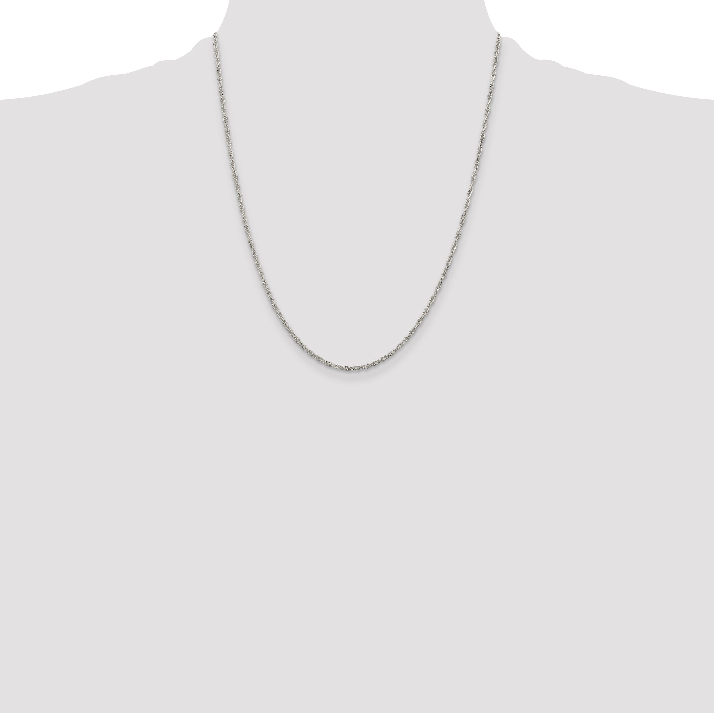 22 Inch Sterling Silver 1.95mm Loose Rope Chain Necklace