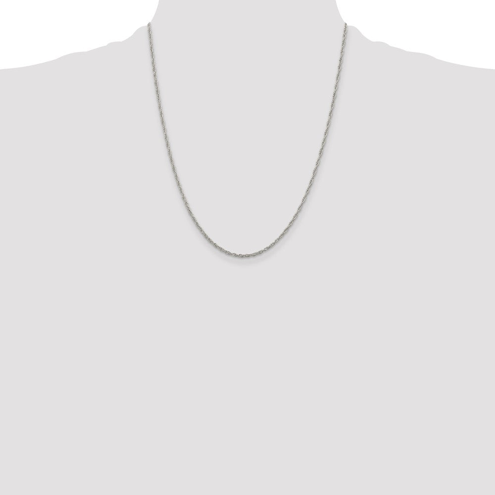 22 Inch Sterling Silver 1.95mm Loose Rope Chain W/4In Ext.