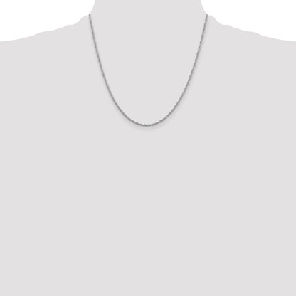 20 Inch Sterling Silver Rhodium-Plated 2mm Loose Rope Chain Necklace