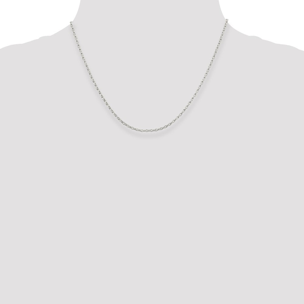 18 Inch Sterling Silver 1.6mm Oval Fancy Rolo Chain W/2In Ext.