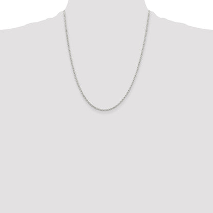 22 Inch Sterling Silver 1.6mm Oval Fancy Rolo Chain Necklace