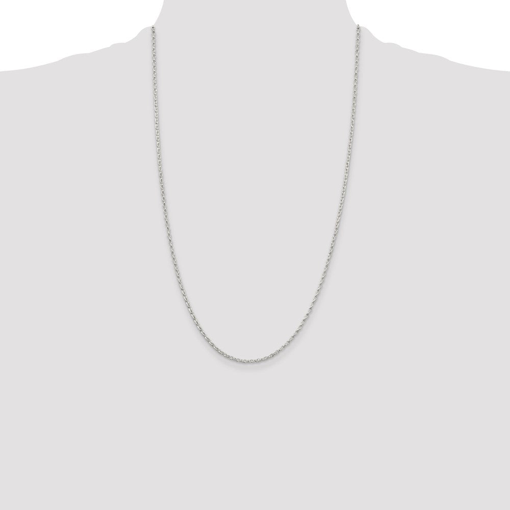26 Inch Sterling Silver 1.6mm Oval Fancy Rolo Chain Necklace