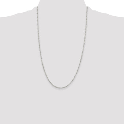 26 Inch Sterling Silver 1.6mm Oval Fancy Rolo Chain Necklace