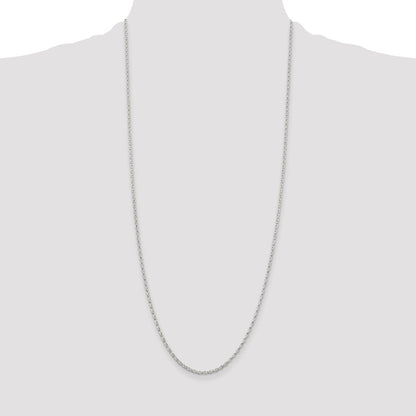 30 Inch Sterling Silver 1.6mm Oval Fancy Rolo Chain Necklace